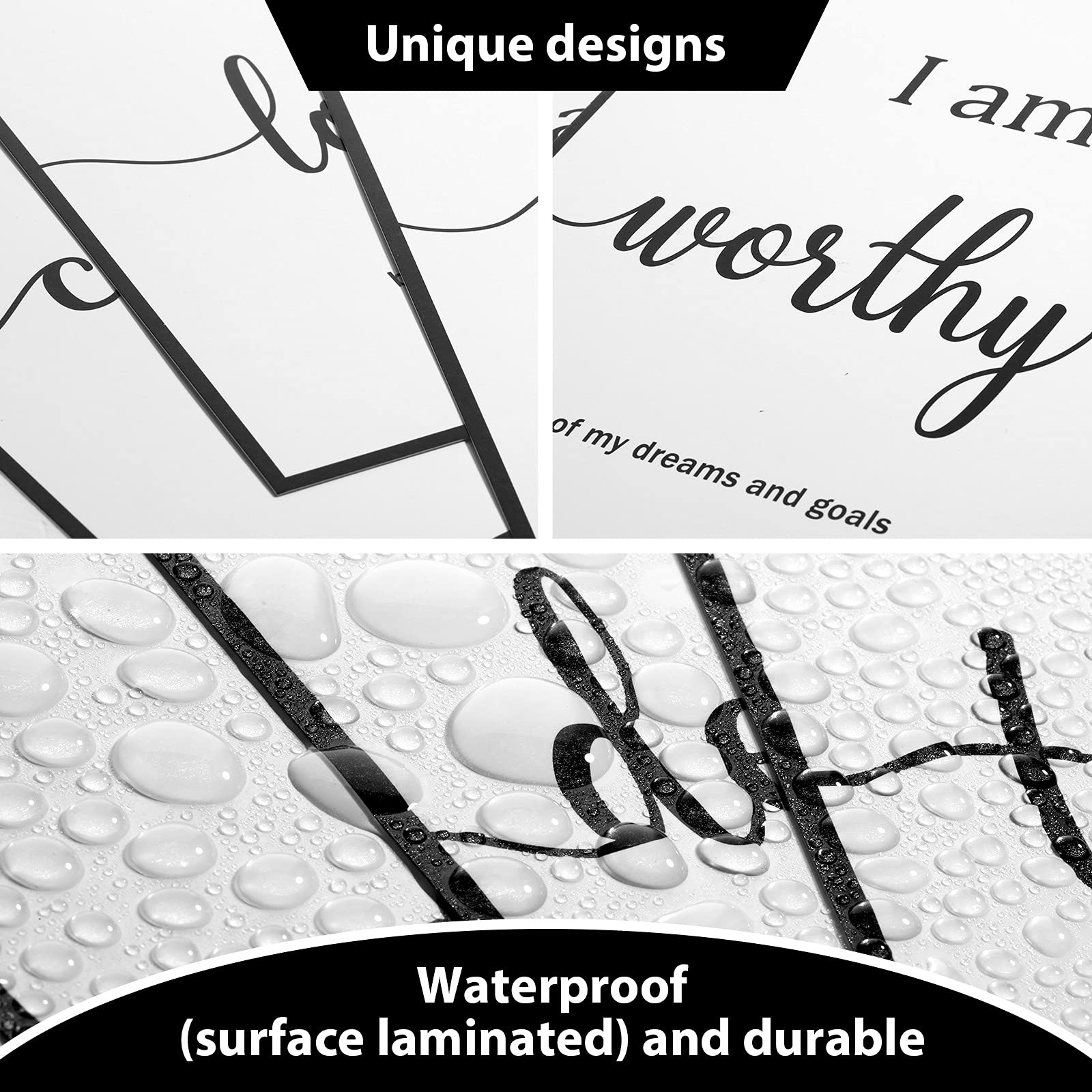 Outus 9 Pieces Inspirational Motivational Wall Art Office Bedroom Wall Art,Daily Positive Affirmations for Men Women Kids Inspirational Positive Quotes Sayings Decor(White)