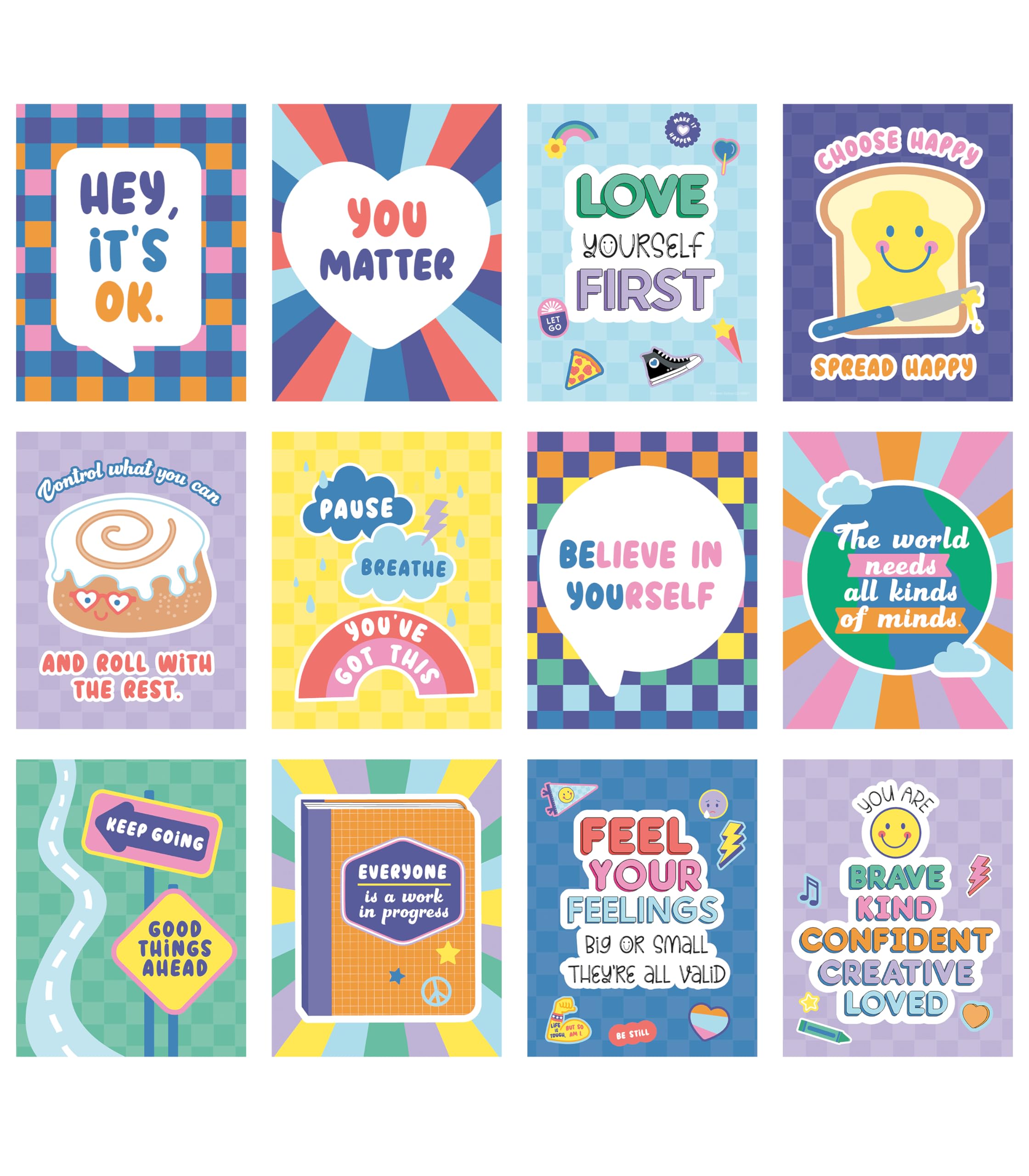 Carson Dellosa 11" x 17" Motivational Poster Set, 16 Colorful Classroom Posters With Inspirational Quotes, Wall Art for Bulletin Board, Decor, and Office Decor, Positive Affirmations