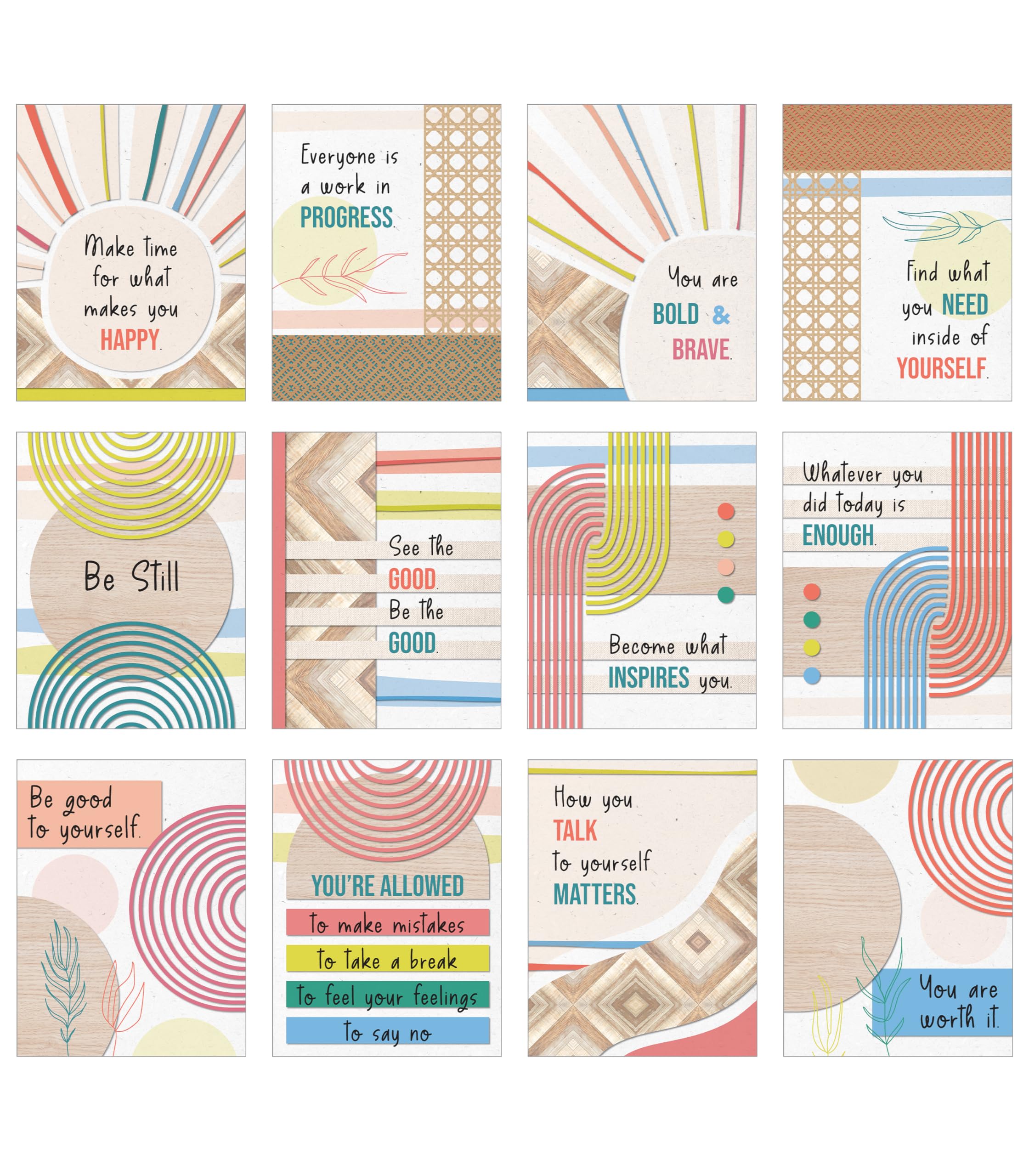 Carson Dellosa 11" x 17" Motivational Poster Set, 16 Colorful Classroom Posters With Inspirational Quotes, Wall Art for Bulletin Board, Decor, and Office Decor, Positive Affirmations