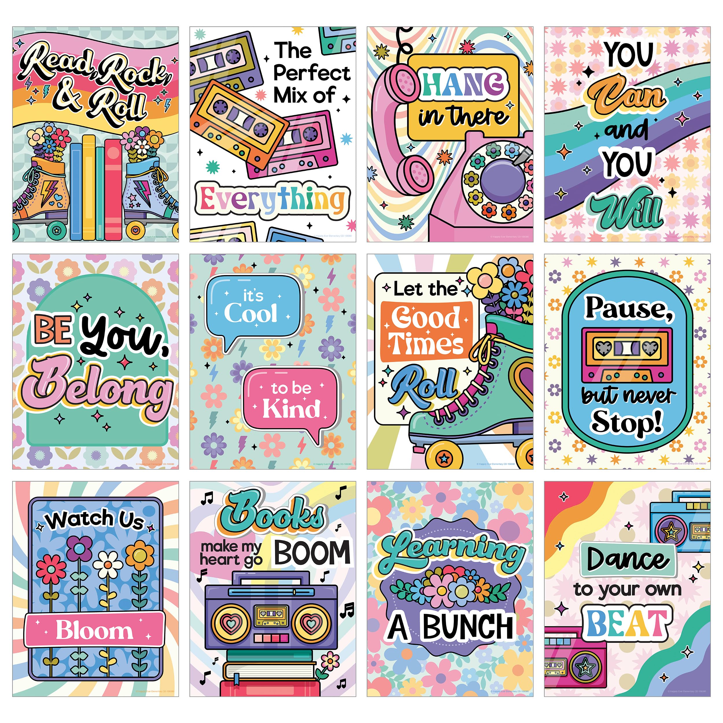 Carson Dellosa 11" x 17" Motivational Poster Set, 16 Colorful Classroom Posters With Inspirational Quotes, Wall Art for Bulletin Board, Decor, and Office Decor, Positive Affirmations