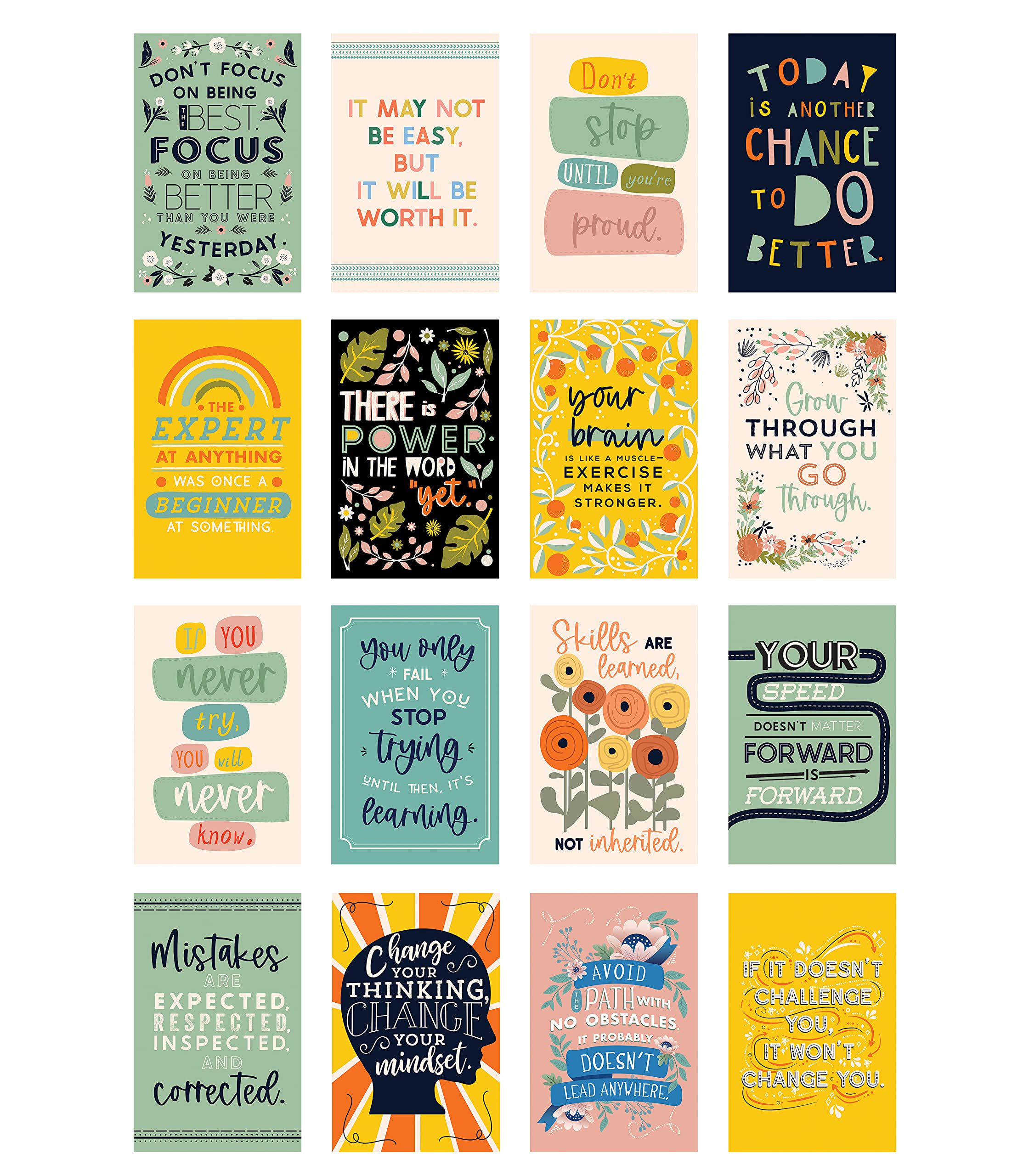 Carson Dellosa 11" x 17" Motivational Poster Set, 16 Colorful Classroom Posters With Inspirational Quotes, Wall Art for Bulletin Board, Decor, and Office Decor, Positive Affirmations